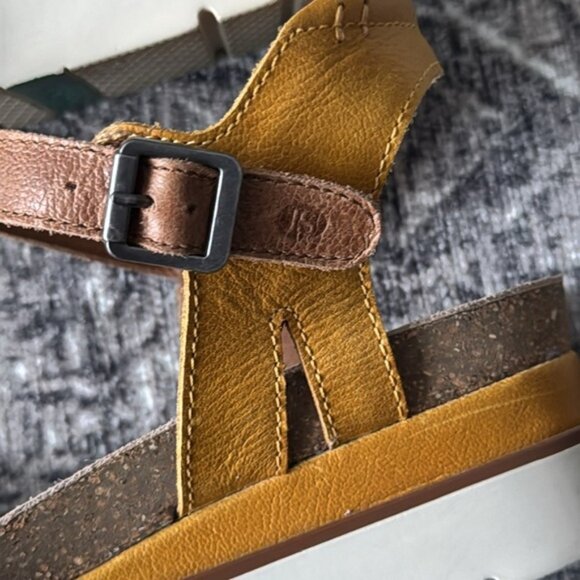 Josef Seibel Clea Yellow and Brown Sandals with Platform Sole - Picture 6 of 10